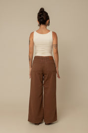 calça jeans ajustável wide mocha