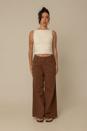 calça jeans ajustável wide mocha
