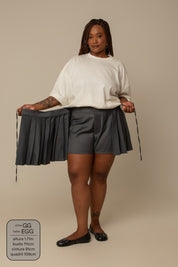 mini saia shorts plissada chefa