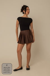 mini saia shorts plissada chefa