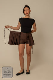 mini saia shorts plissada chefa