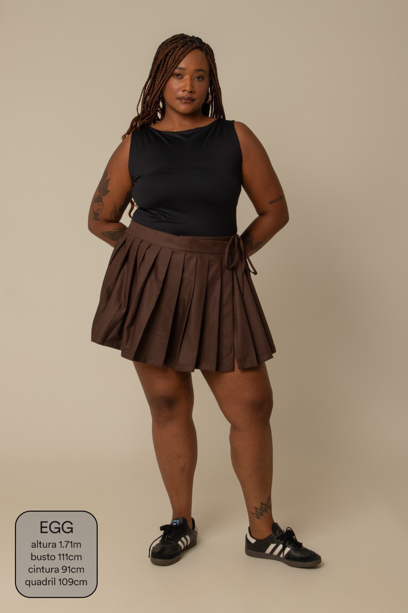 mini saia shorts plissada chefa