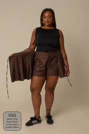 mini saia shorts plissada chefa