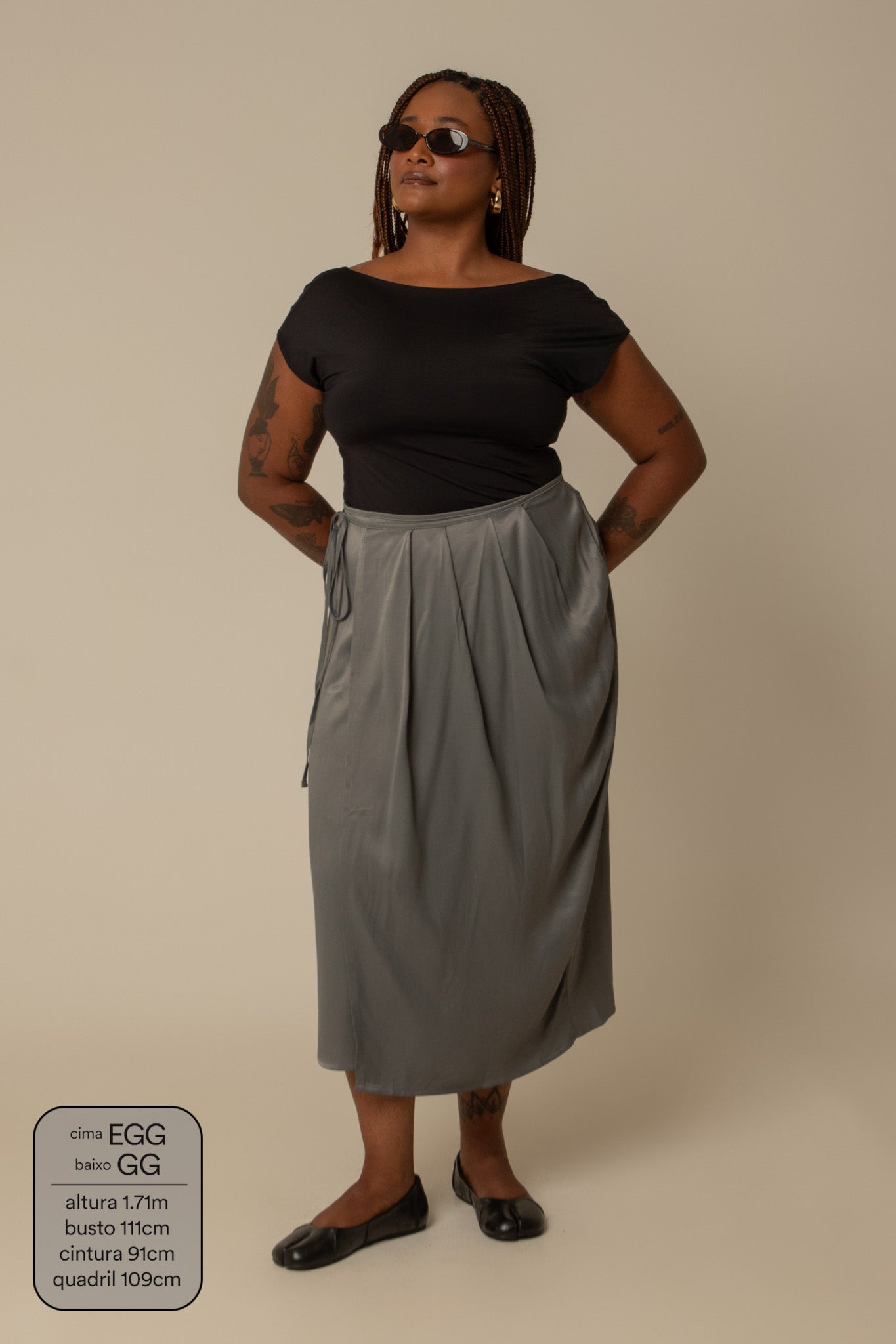 saia midi envelope com bolsos