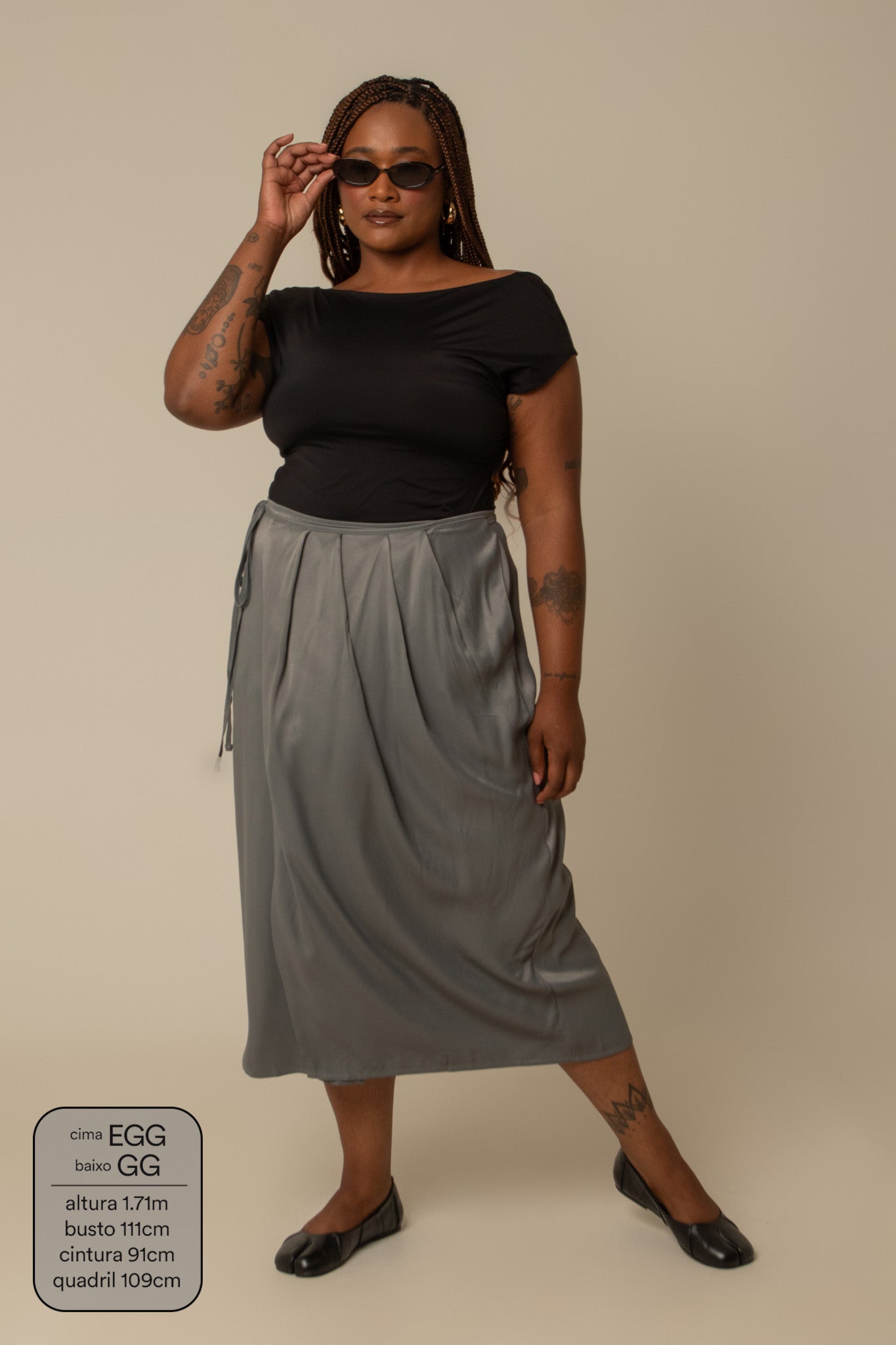 saia midi envelope com bolsos