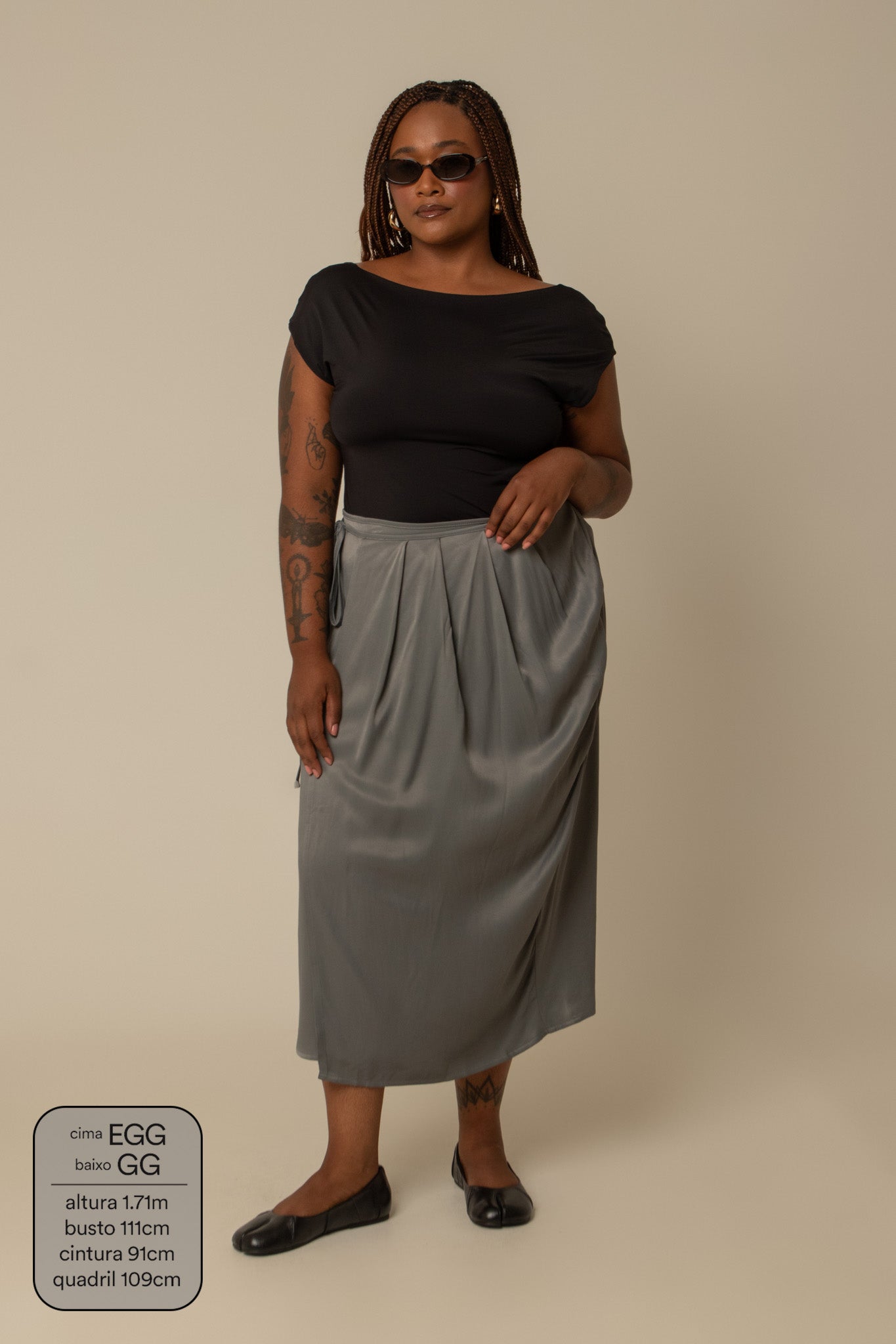 saia midi envelope com bolsos