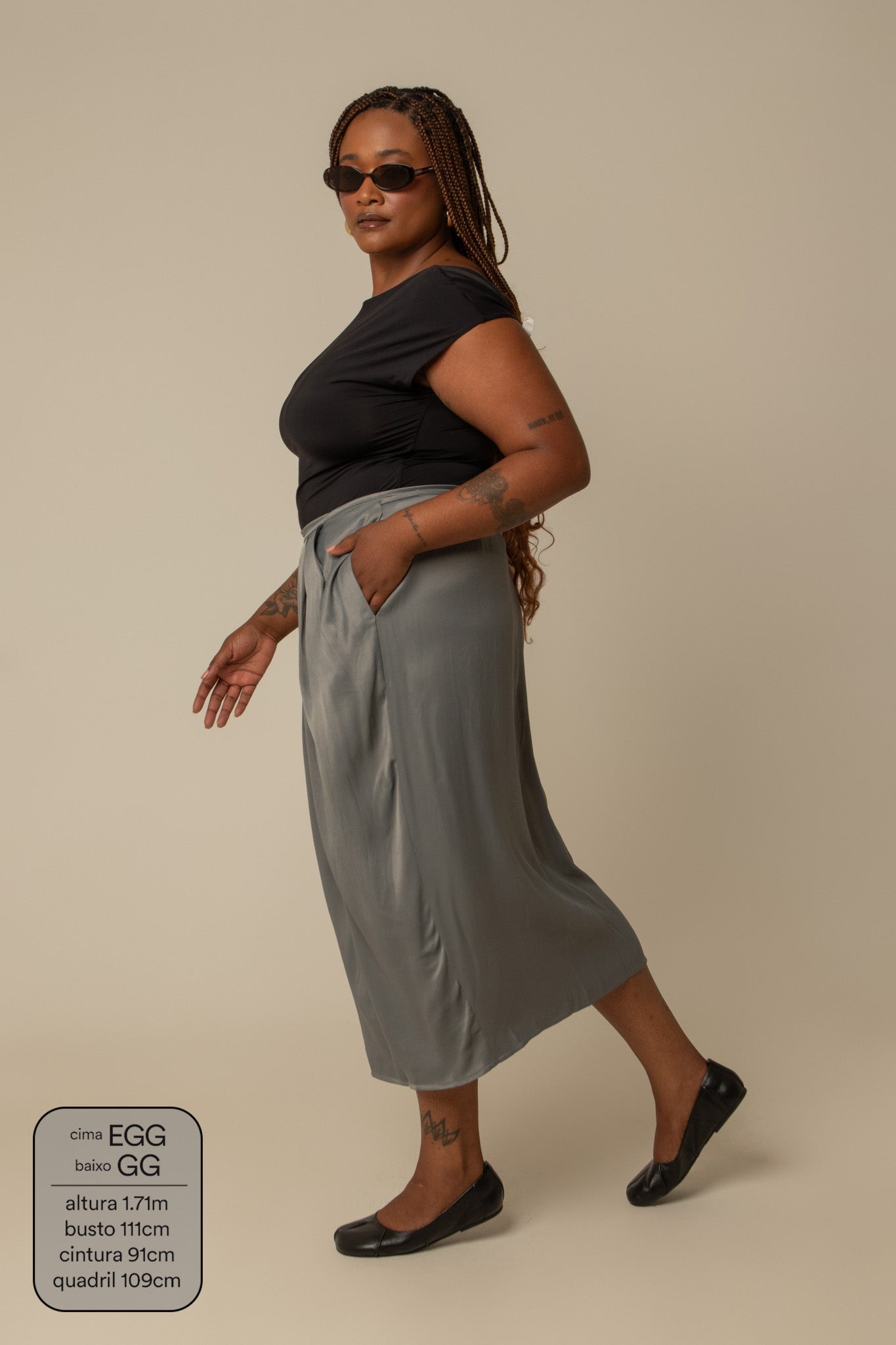 saia midi envelope com bolsos