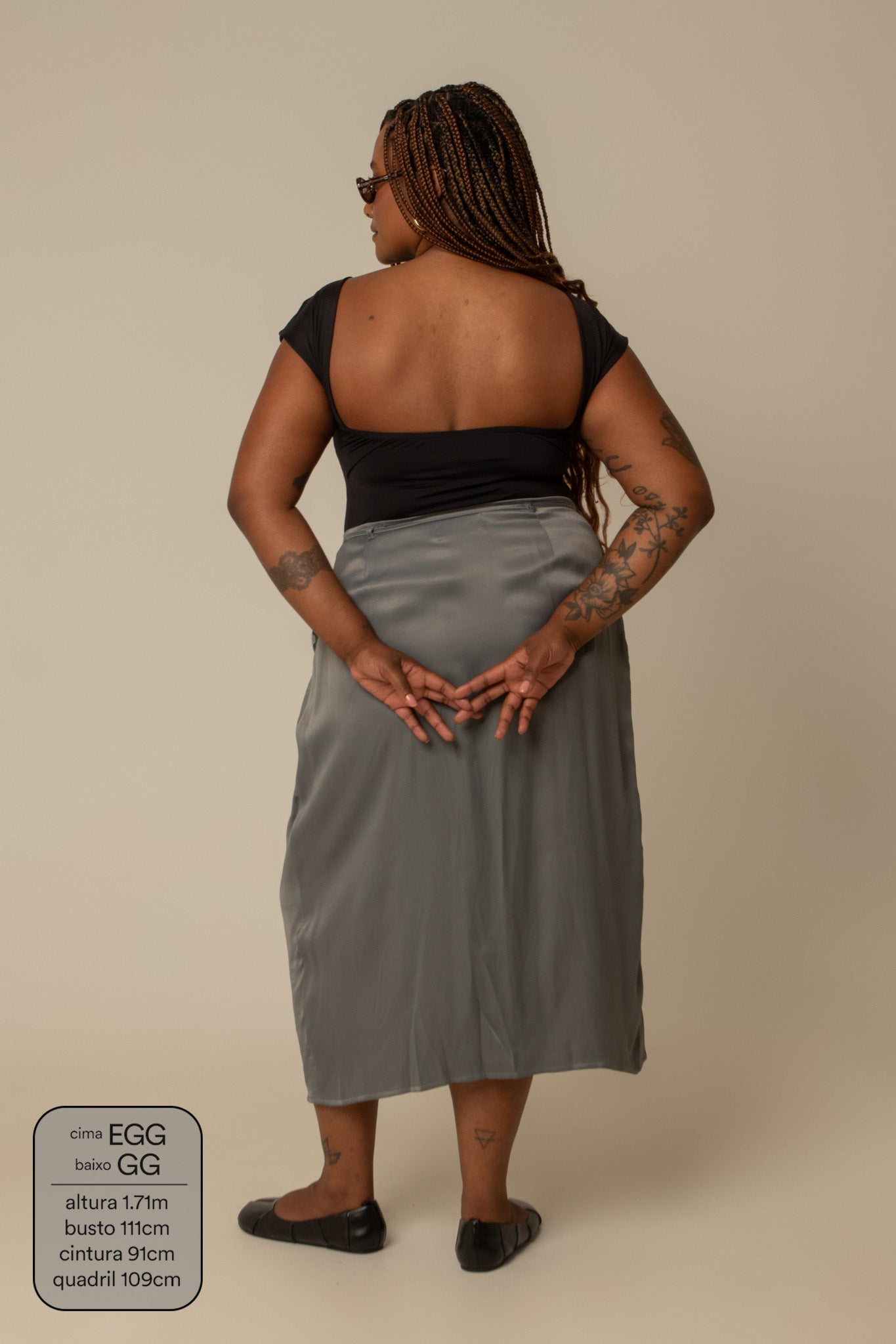 saia midi envelope com bolsos