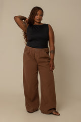 calça jeans ajustável wide mocha