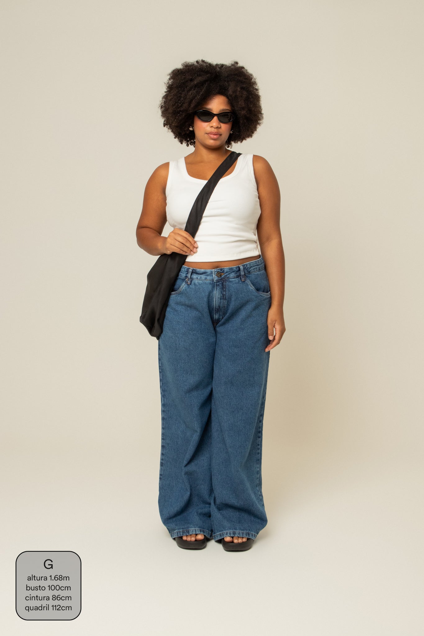 calça jeans ajustável baggy denim blue