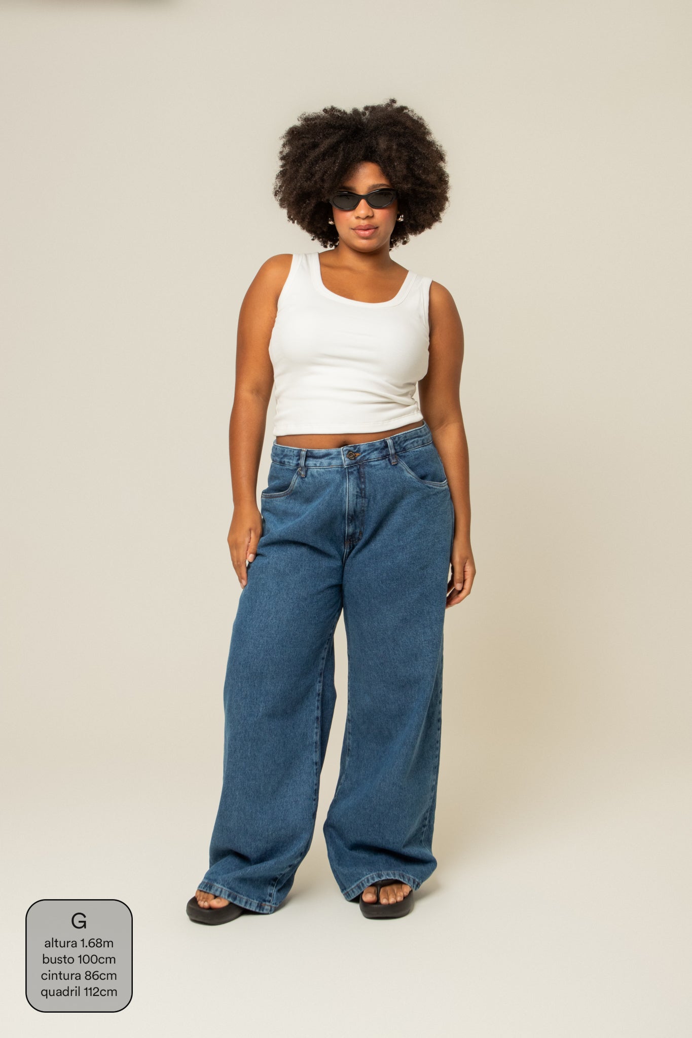 calça jeans ajustável baggy denim blue