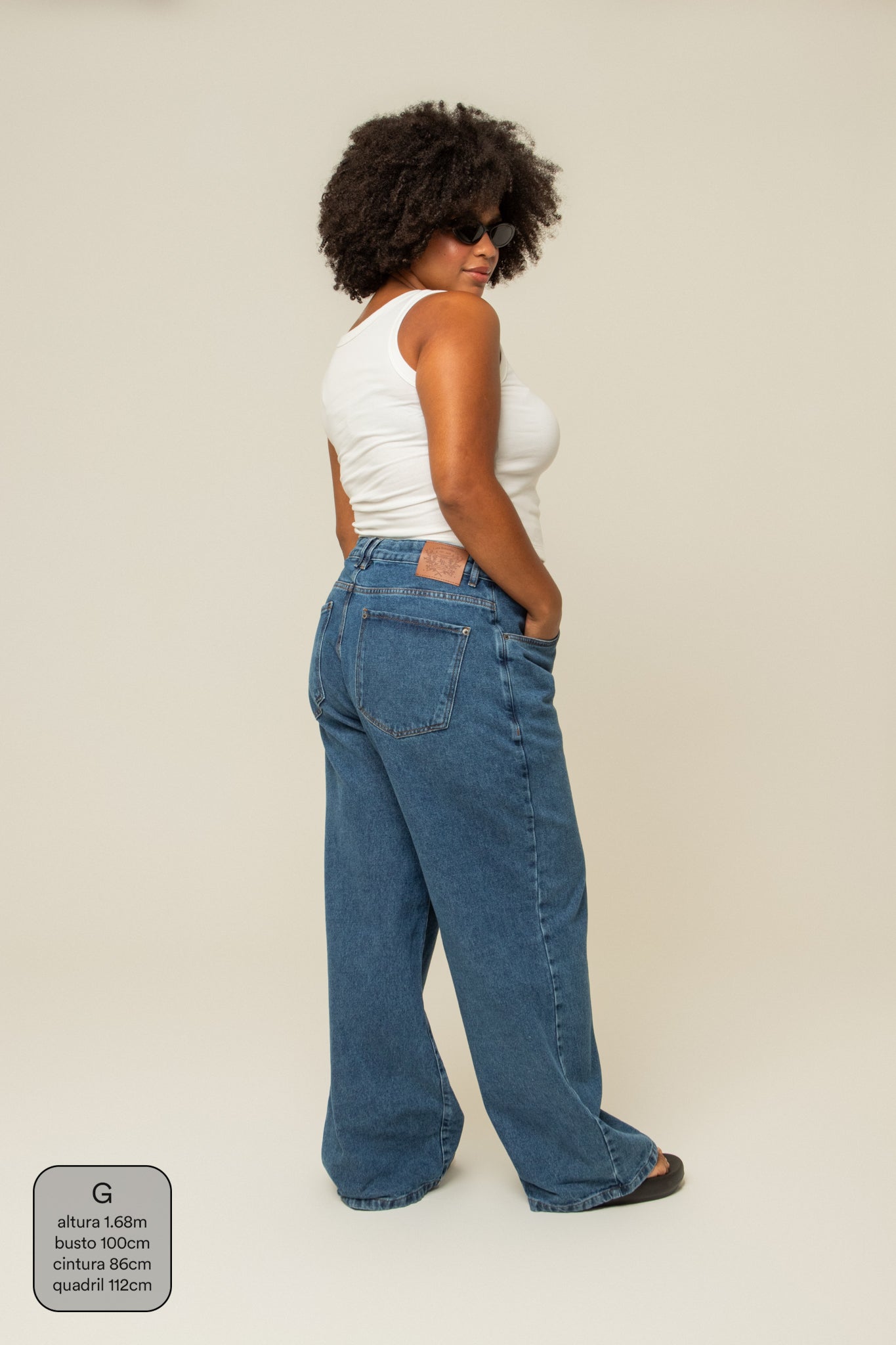 calça jeans ajustável baggy denim blue