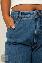 calça jeans ajustável baggy denim blue