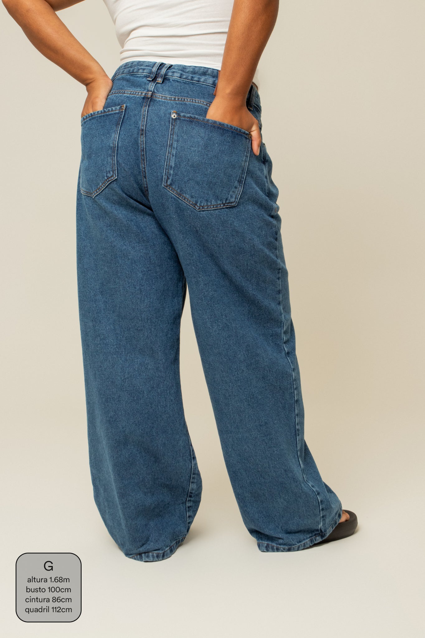 calça jeans ajustável baggy denim blue