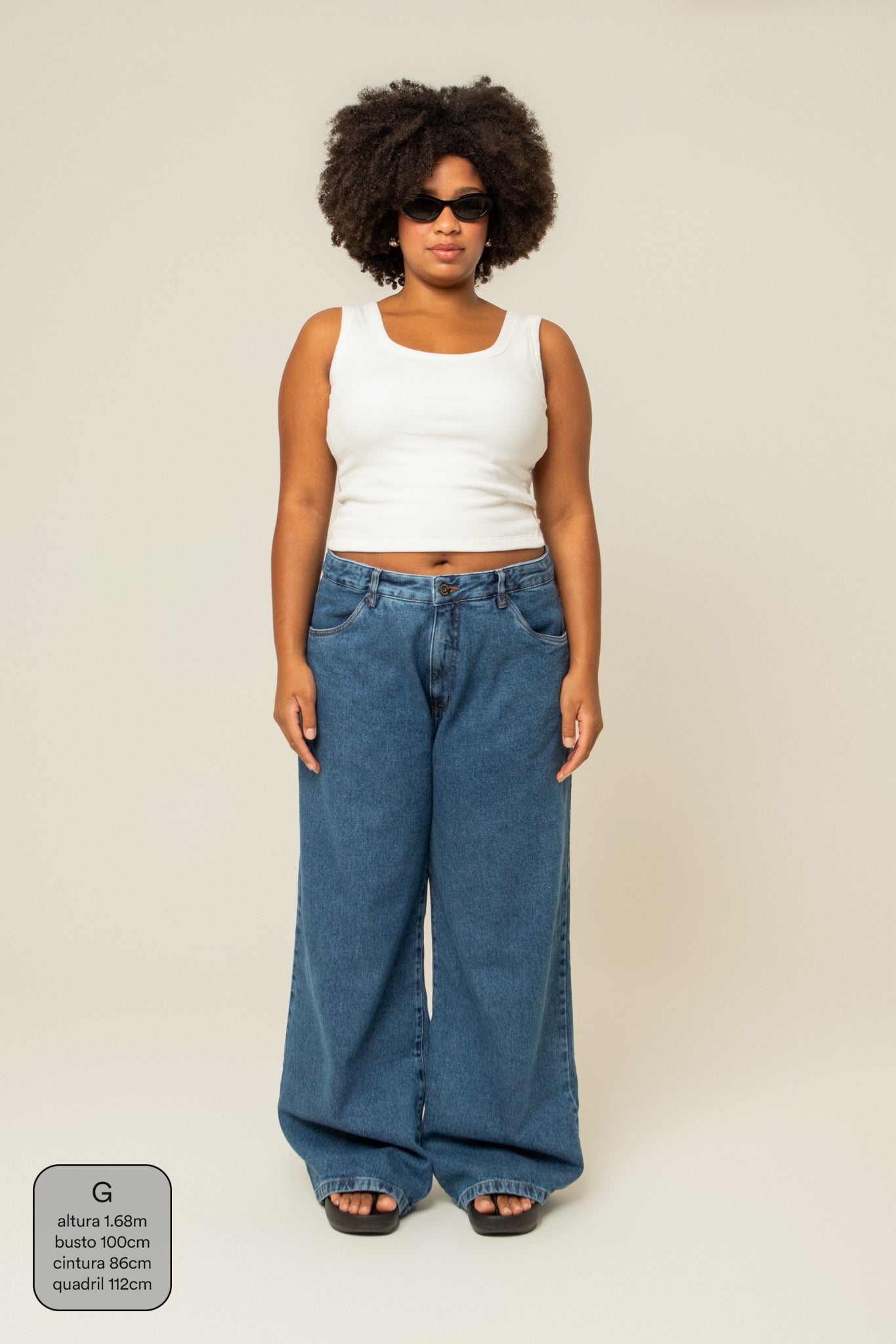 calça jeans ajustável baggy denim blue