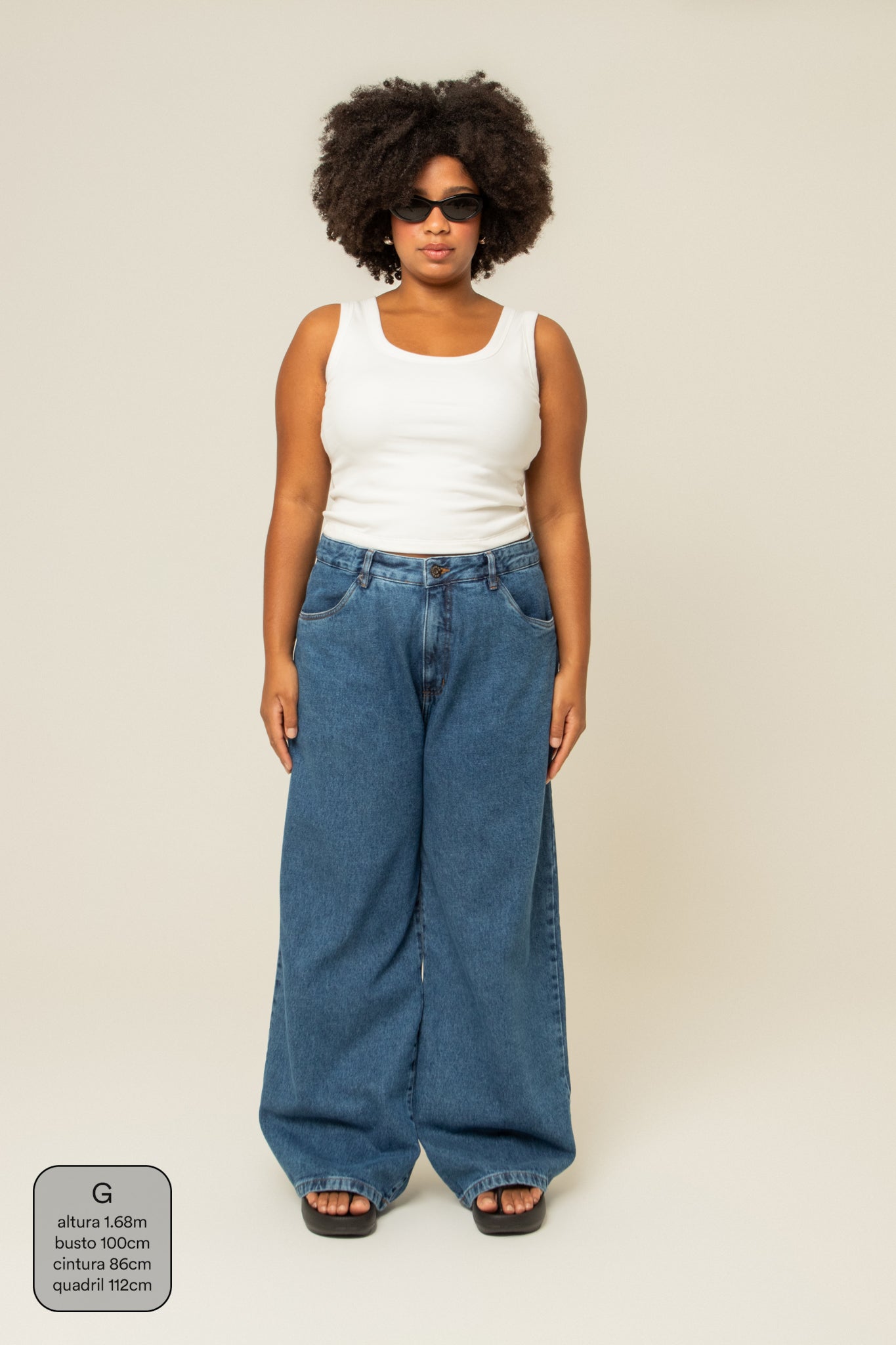 calça jeans ajustável baggy denim blue