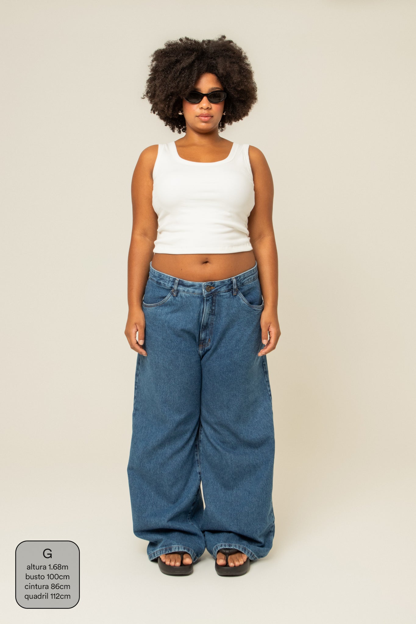calça jeans ajustável baggy denim blue