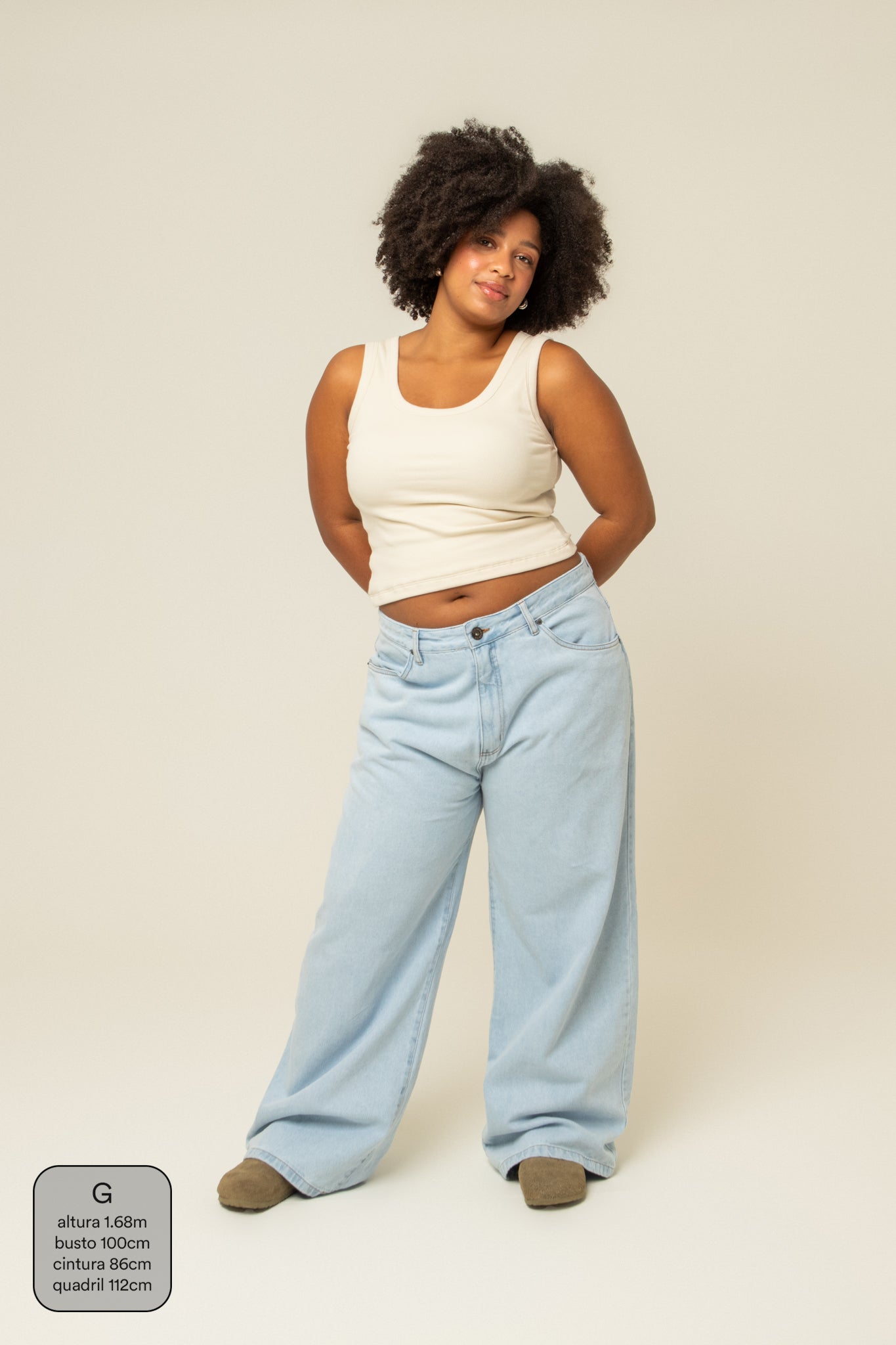 calça jeans ajustável baggy light blue