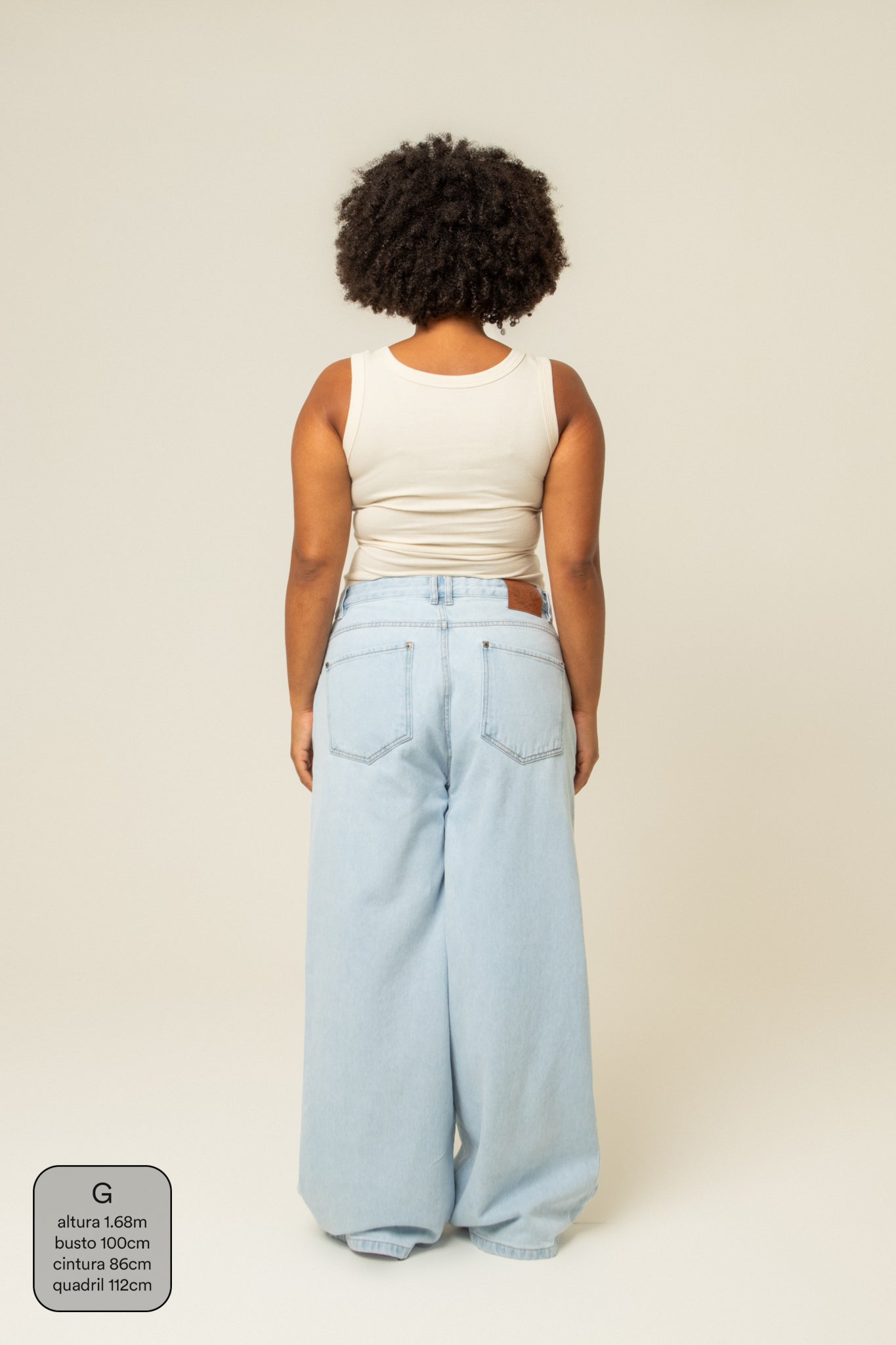 calça jeans ajustável baggy light blue