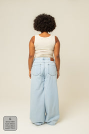 calça jeans ajustável baggy light blue