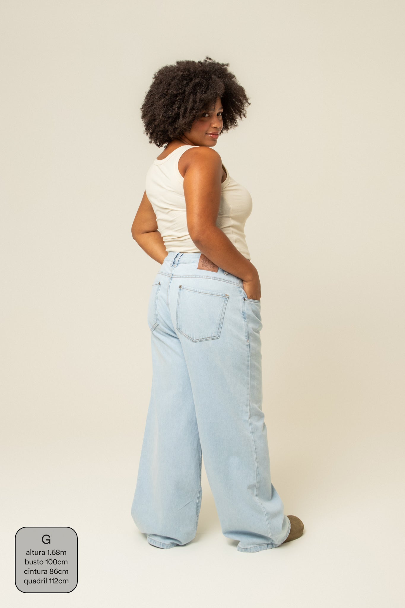 calça jeans ajustável baggy light blue
