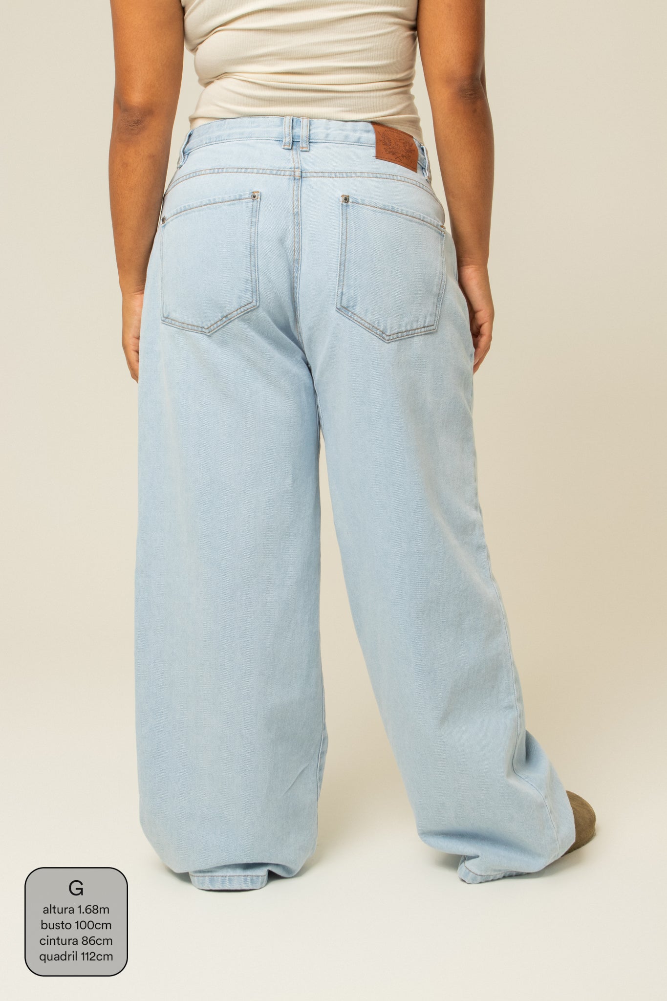 calça jeans ajustável baggy light blue