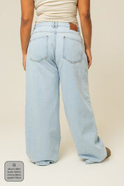 calça jeans ajustável baggy light blue