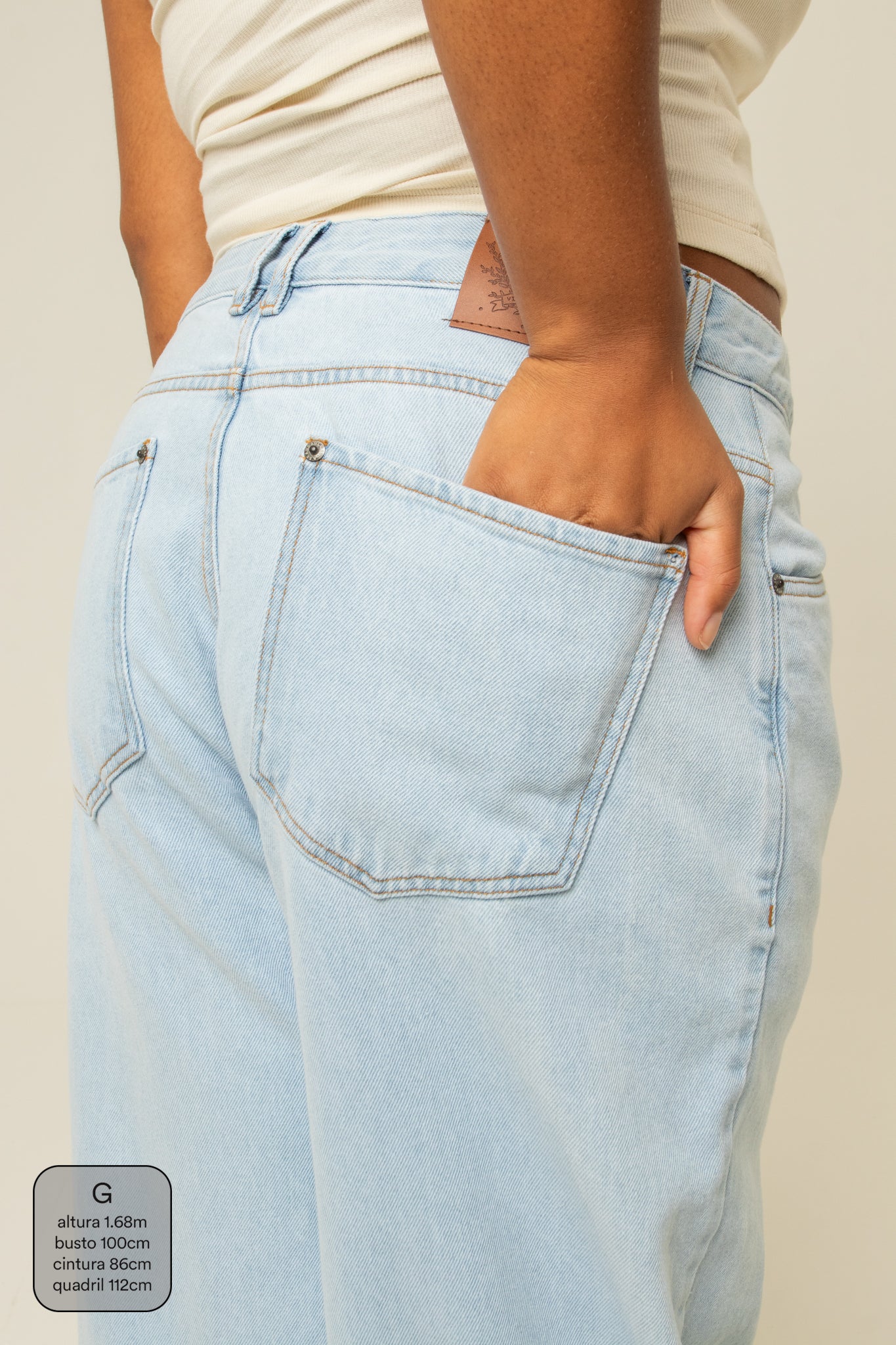 calça jeans ajustável baggy light blue