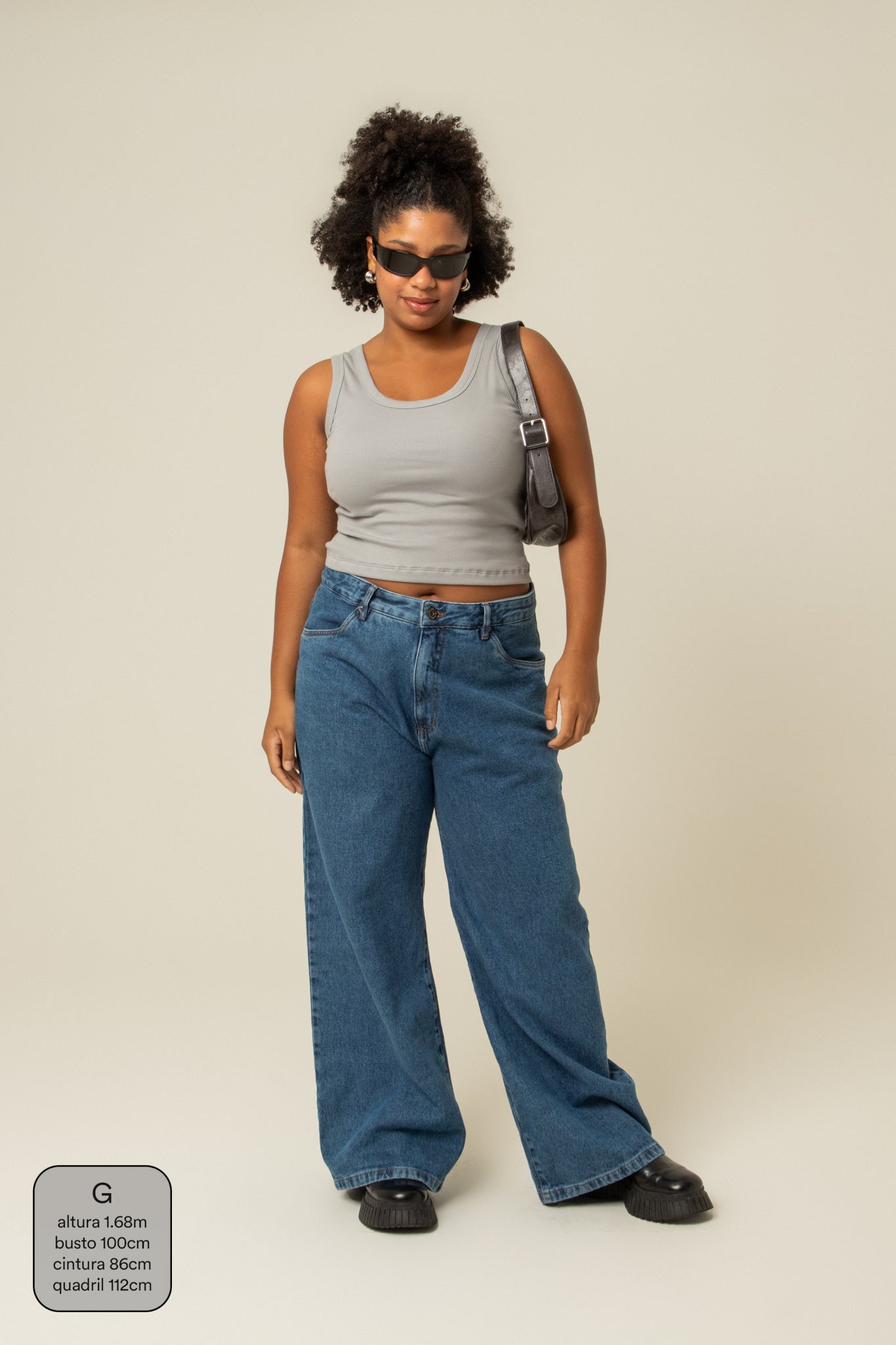 calça jeans ajustável baggy denim blue