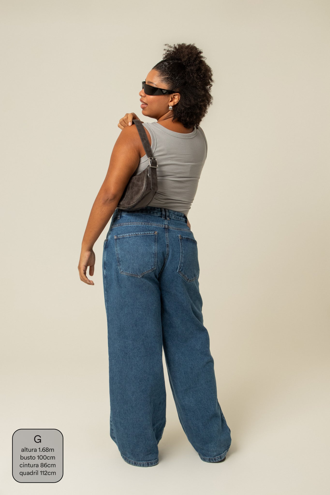 calça jeans ajustável baggy denim blue