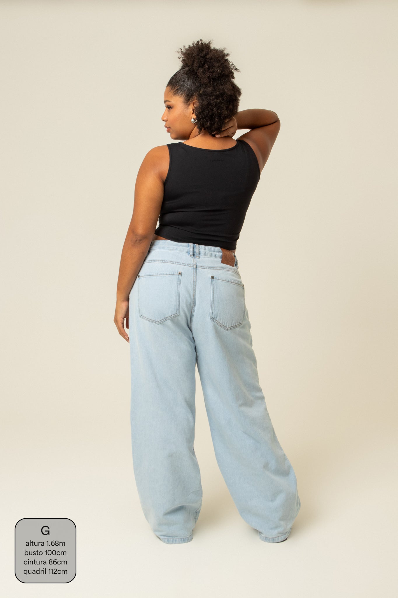 calça jeans ajustável baggy light blue