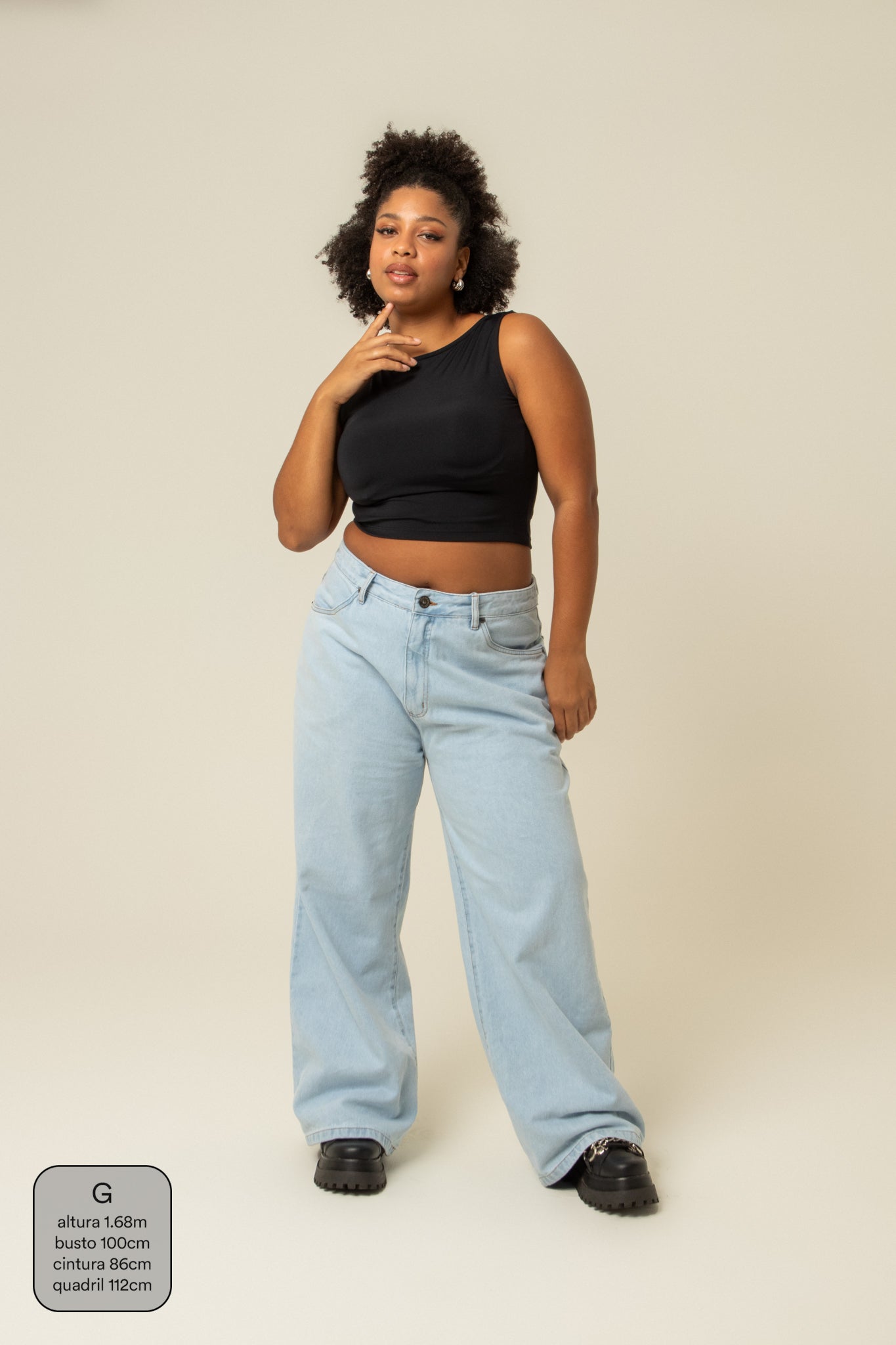 calça jeans ajustável baggy light blue