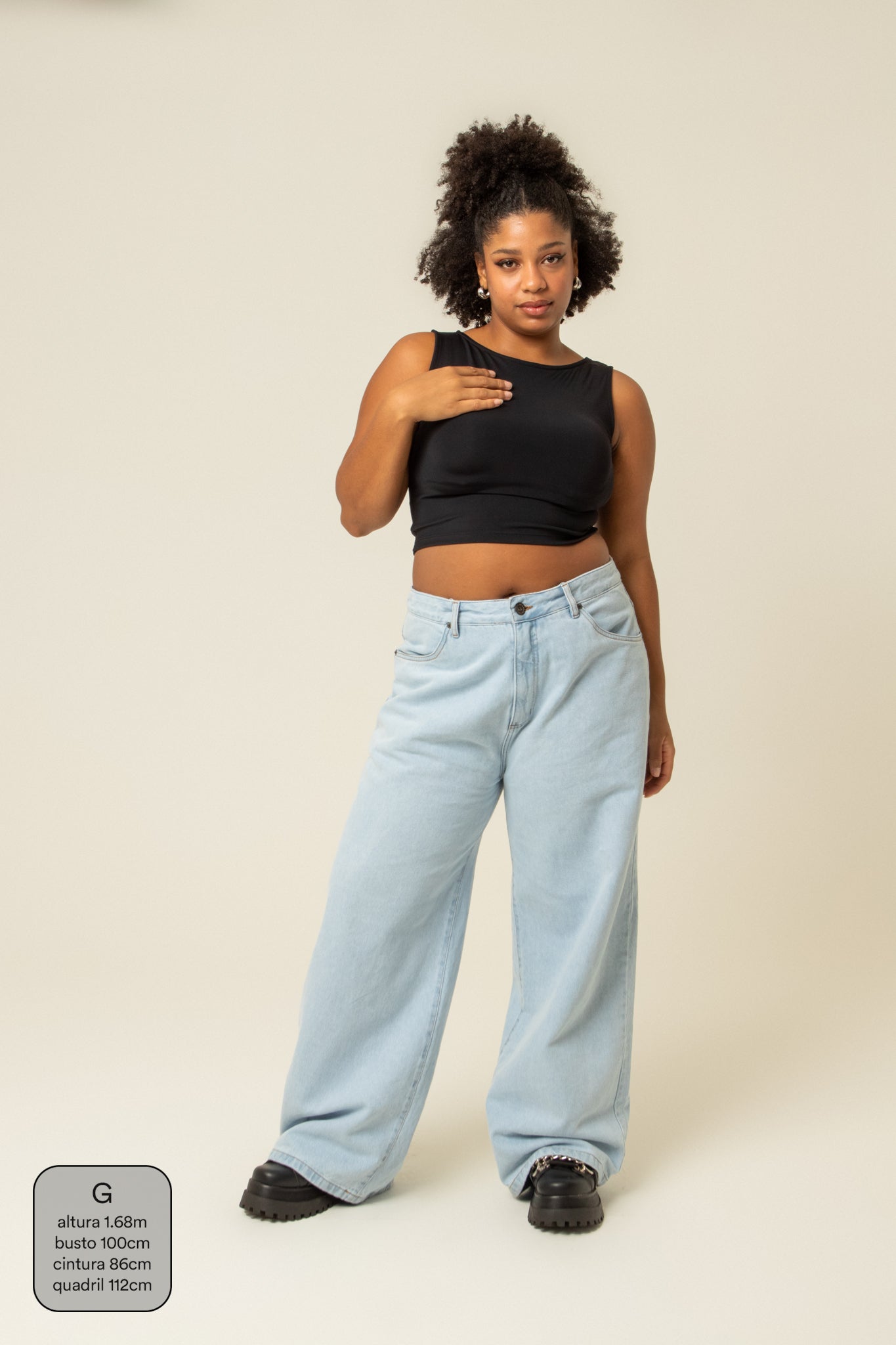 calça jeans ajustável baggy light blue
