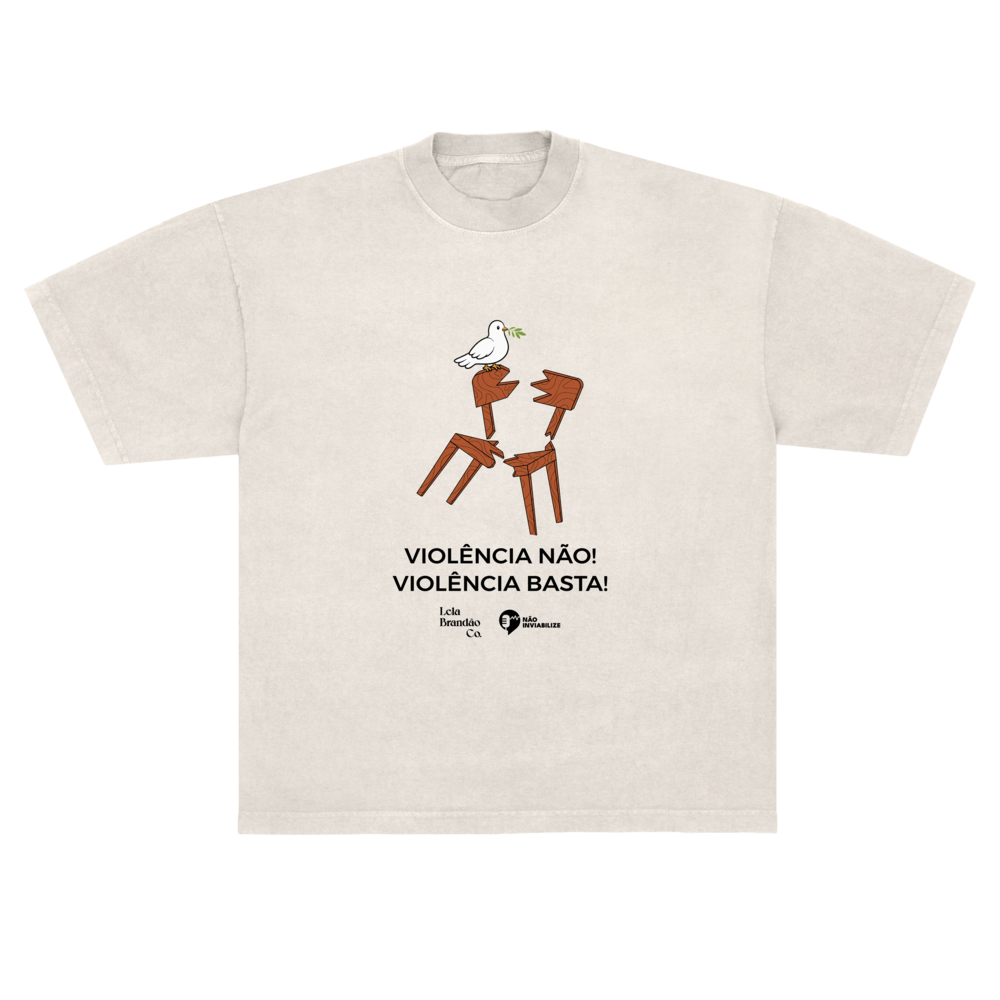 camisetão oversized violência não collab não inviabilize estampa frente