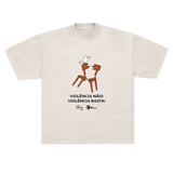 camisetão oversized violência não collab não inviabilize estampa frente