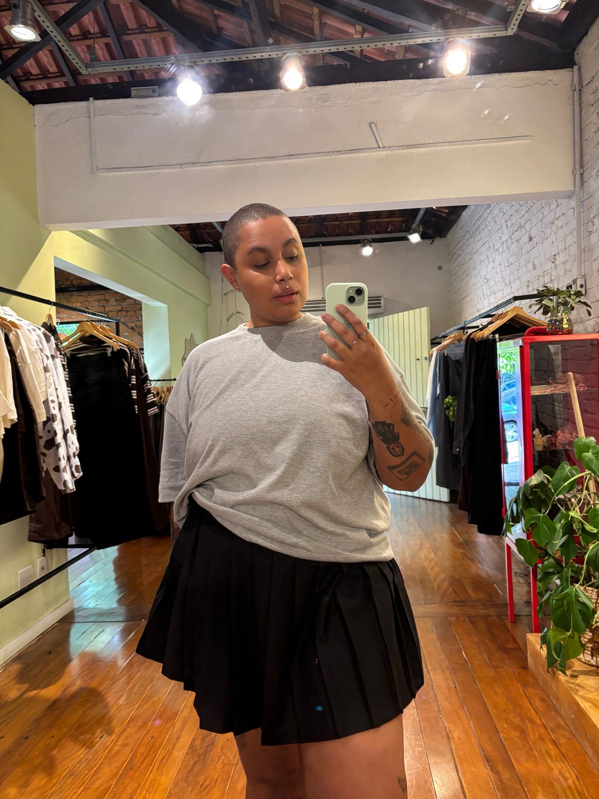 mini saia shorts plissada chefa
