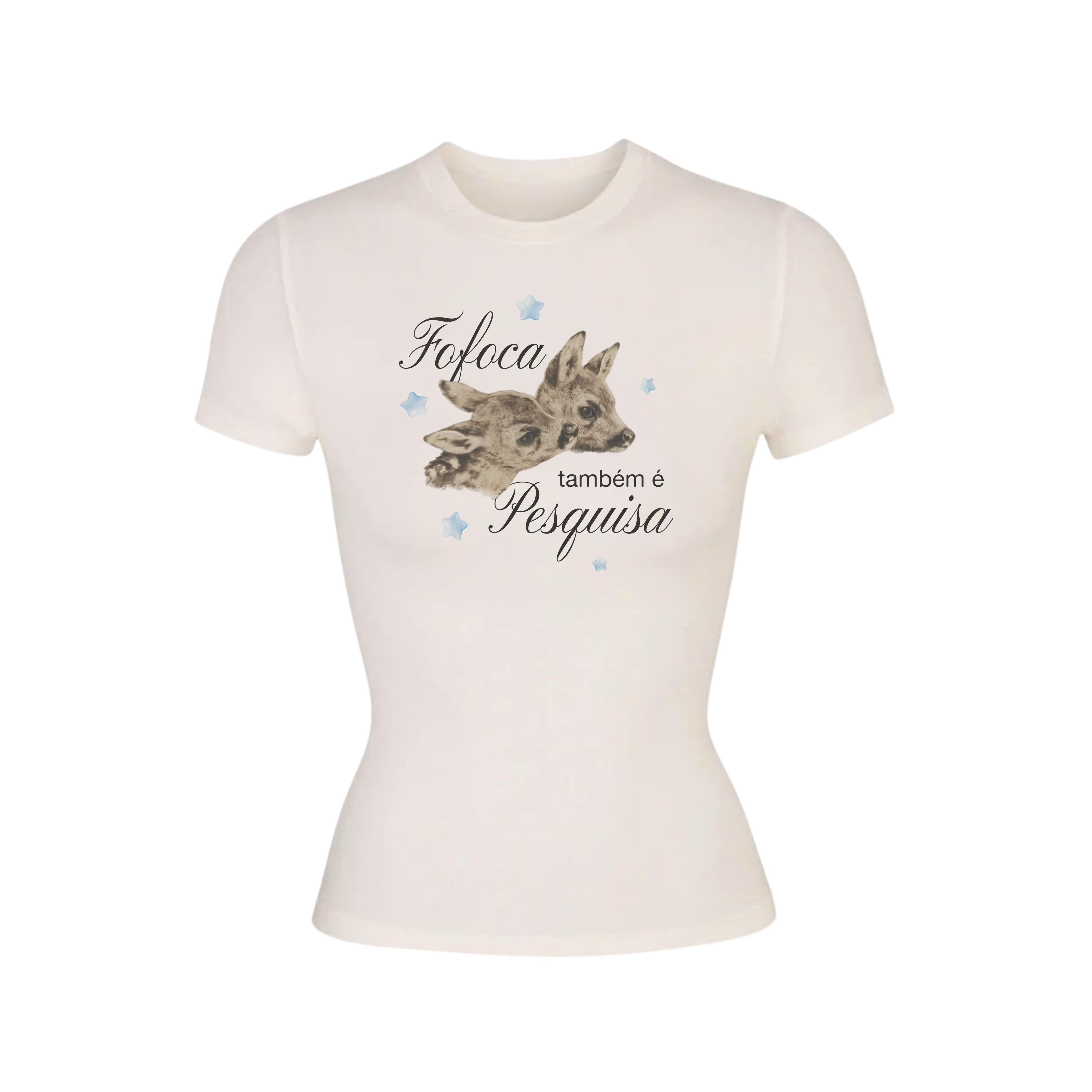 baby tee fofoca collab saquinho de lixo