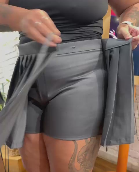 mini saia shorts plissada chefa