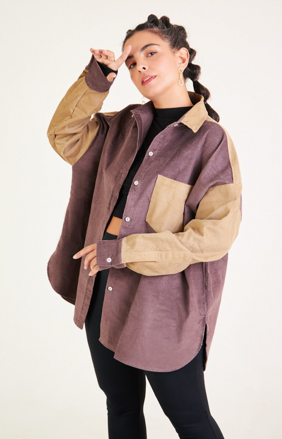 jaqueta-camisa abraço veludo cotelê escura