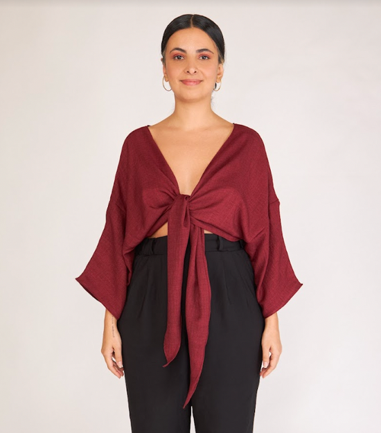 blusa elos manga ampla vinho
