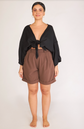 short alfaiataria elos marrom