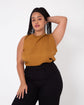 blusa elos sem mangas caramelo